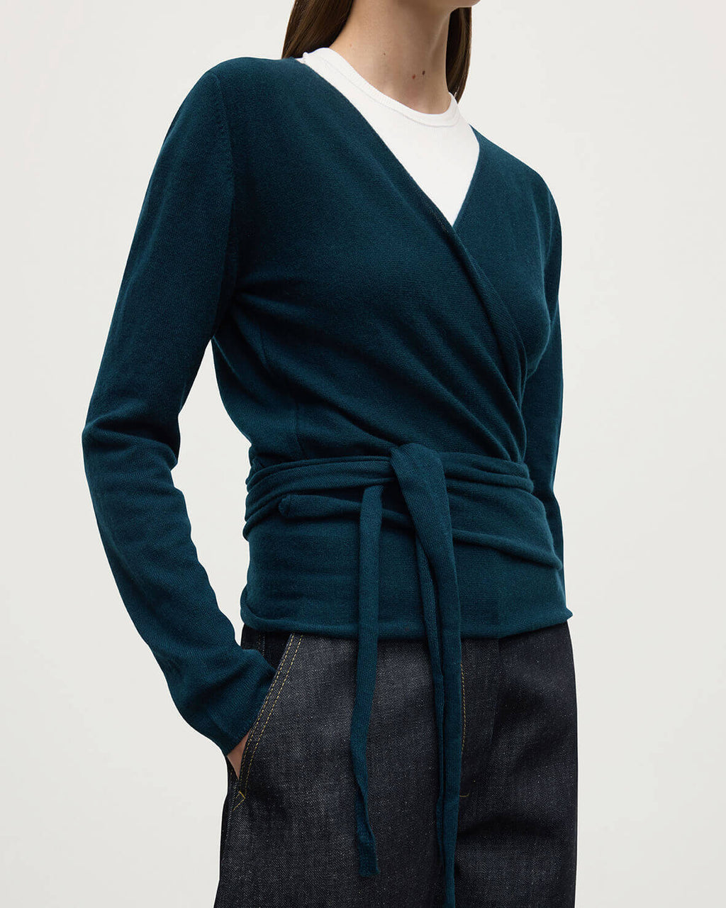 Ballet Wrap Bottle Green Cashmere Cardigan
