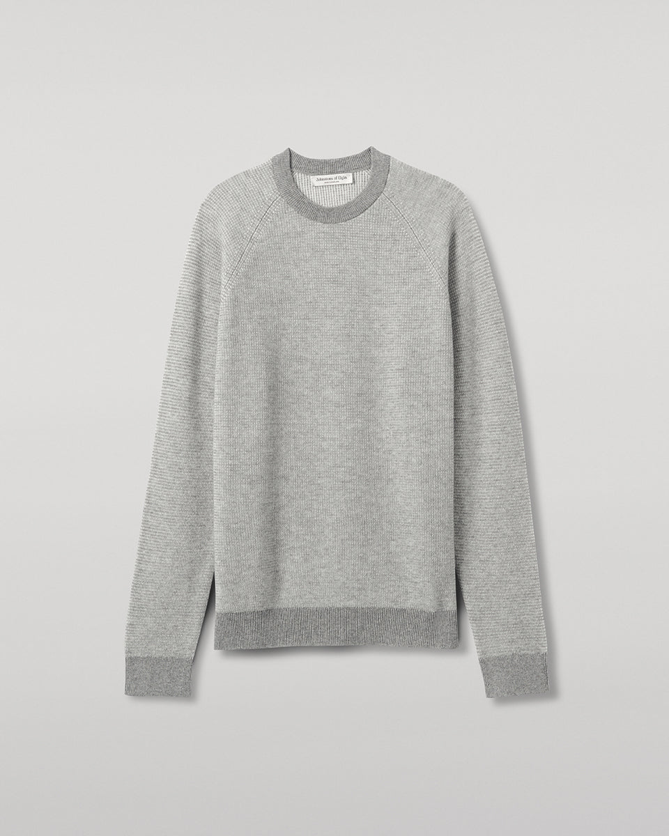 Waffle Stitch Light Grey Cashmere Jumper