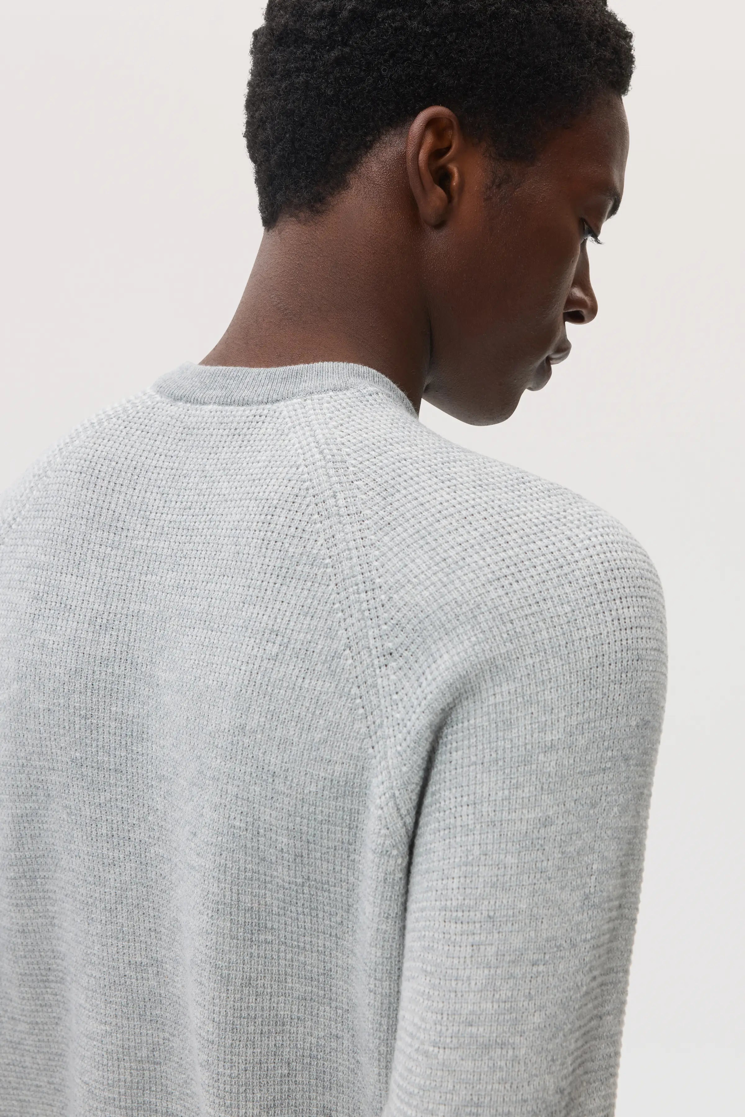 Featherlight Cashmere Waffle Stitch Light Grey Jumper