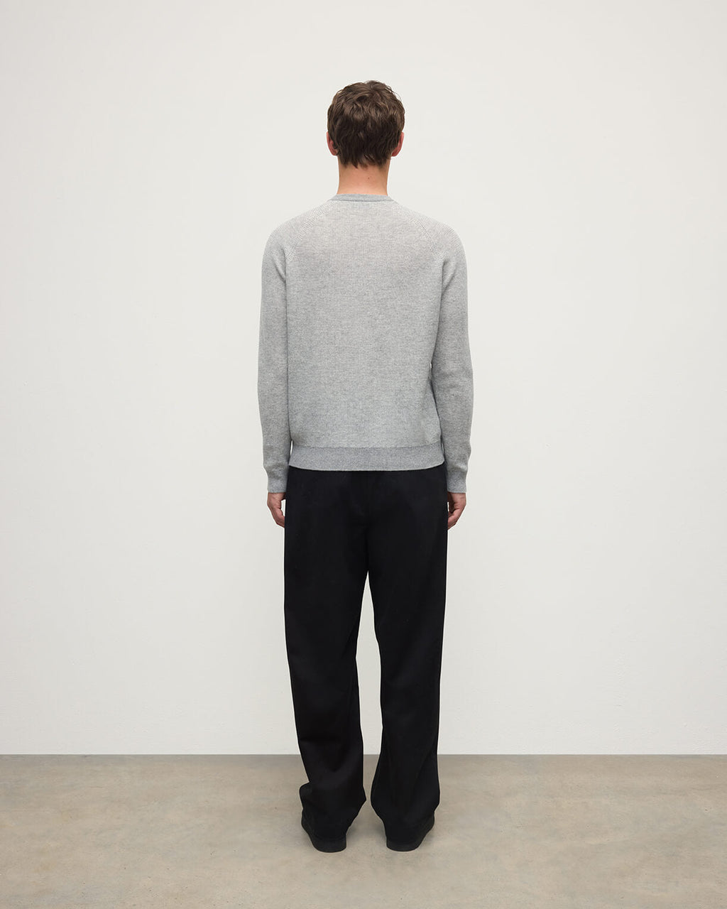 Waffle Stitch Light Grey Cashmere Jumper