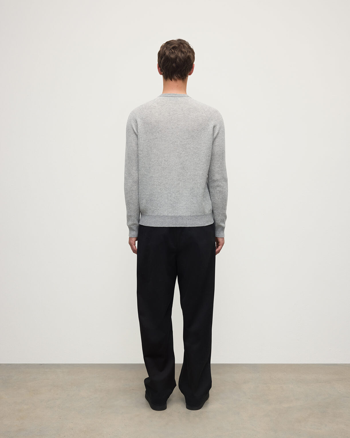 Waffle Stitch Light Grey Cashmere Jumper