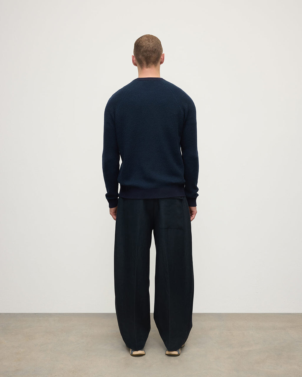 Waffle Stitch Dark Navy Cashmere Jumper