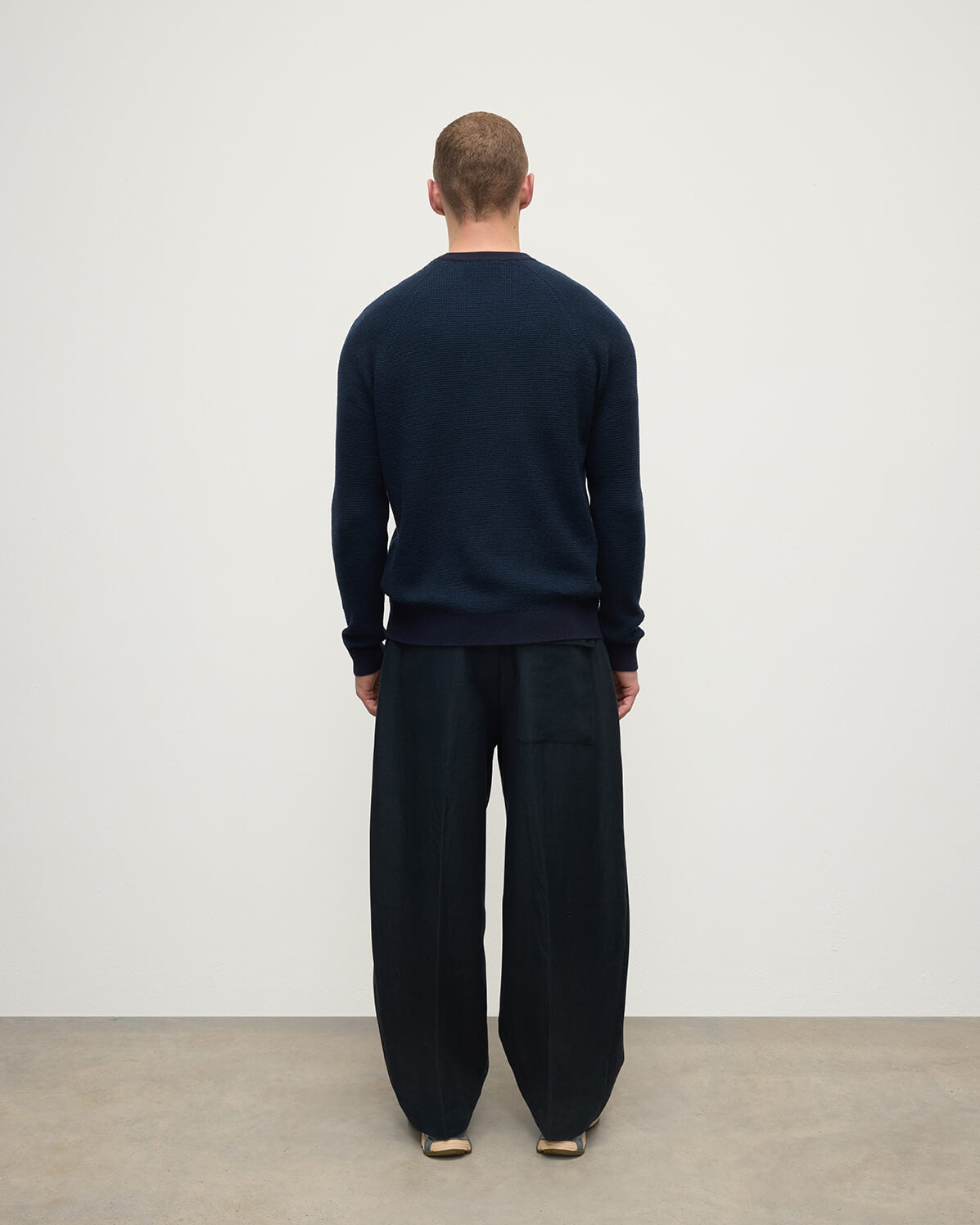 Waffle Stitch Dark Navy Cashmere Jumper