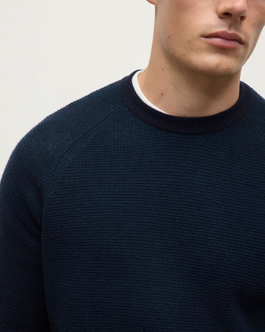 Waffle Stitch Dark Navy Cashmere Jumper