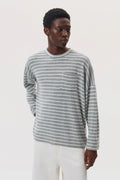 Cashmere Jersey Stripe Light Grey Oversized T-Shirt