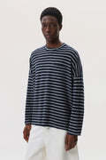 Cashmere Jersey Stripe Dark Navy Oversized T-Shirt