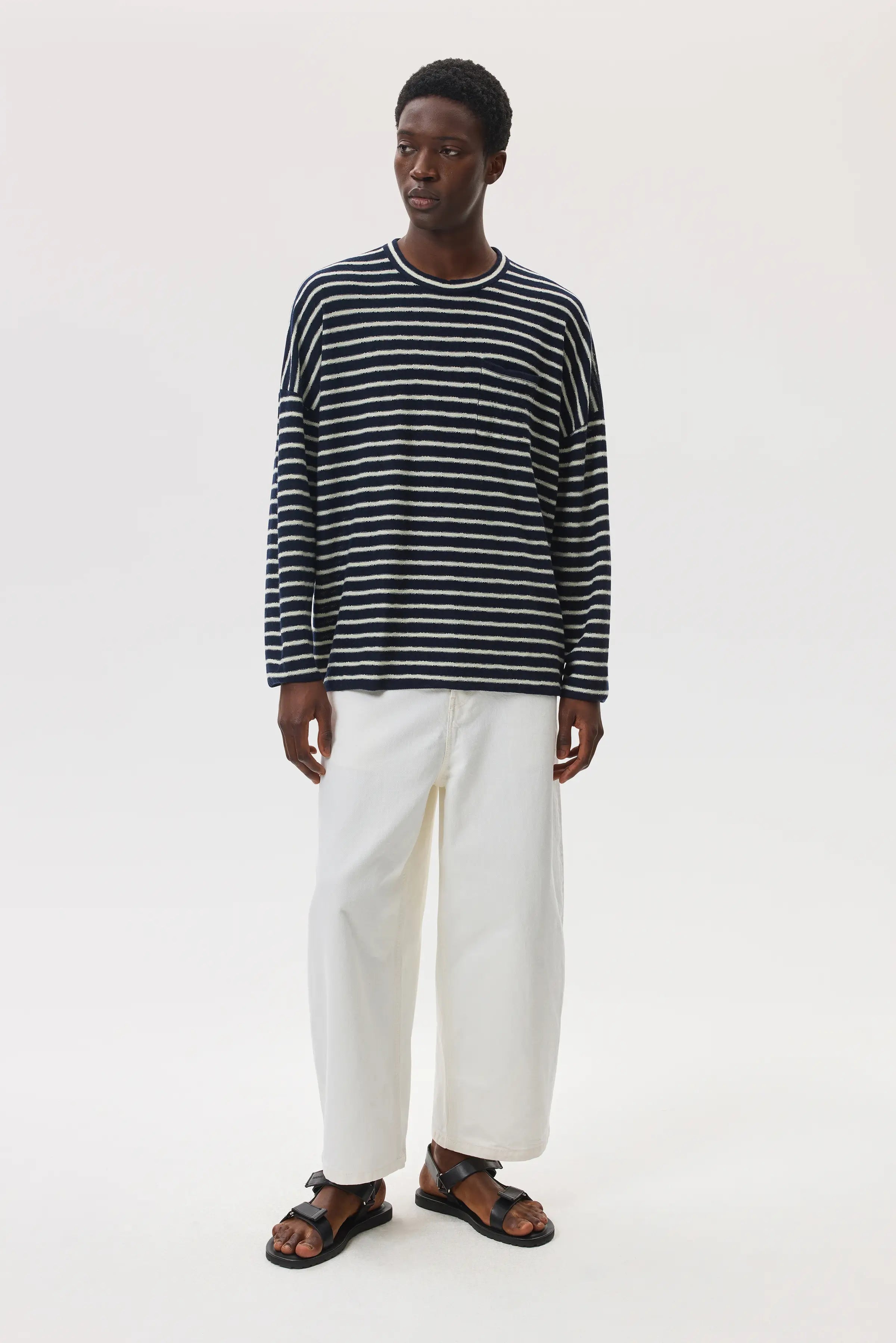 Cashmere Jersey Stripe Oversized T-Shirt