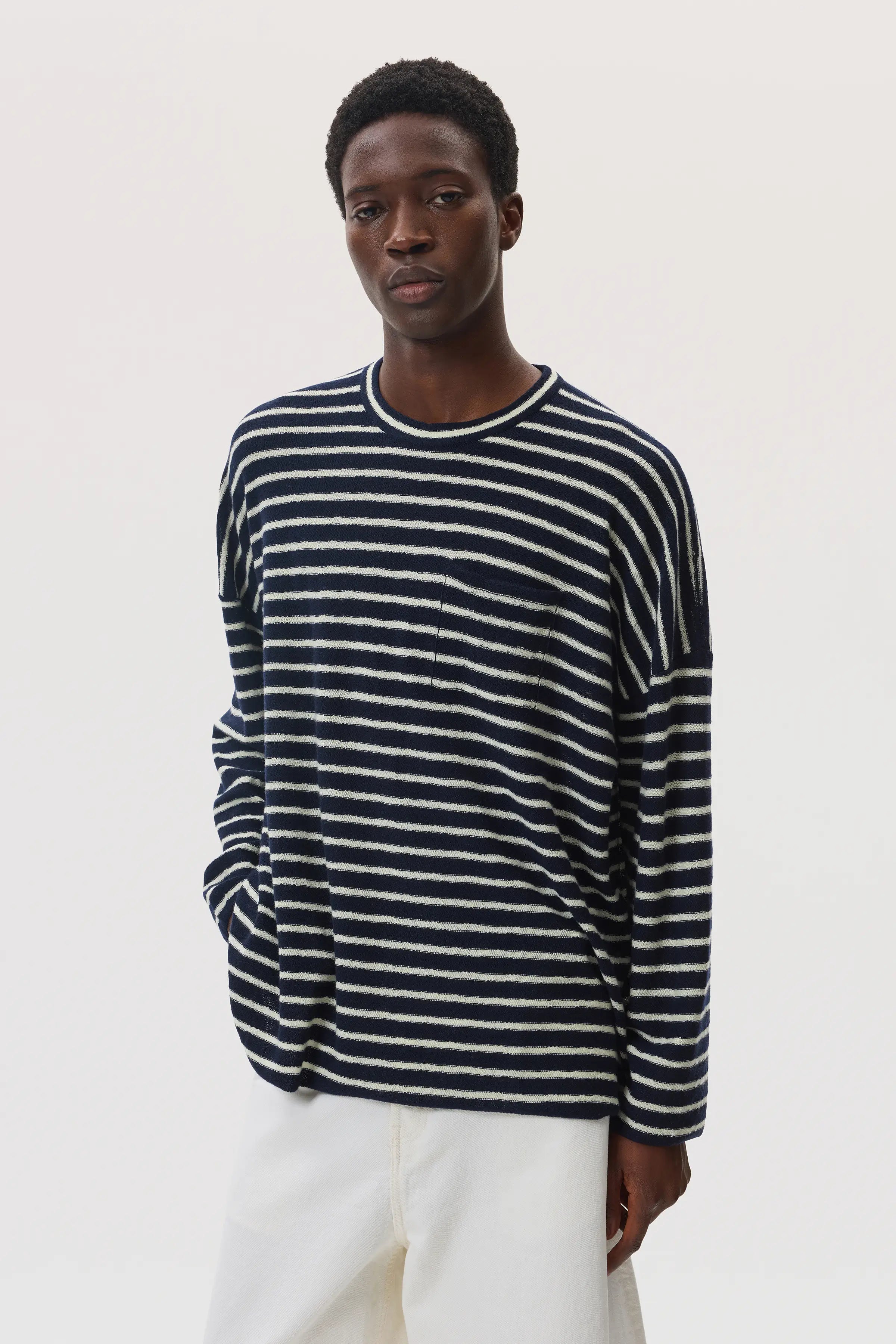 Cashmere Jersey Stripe Oversized T-Shirt