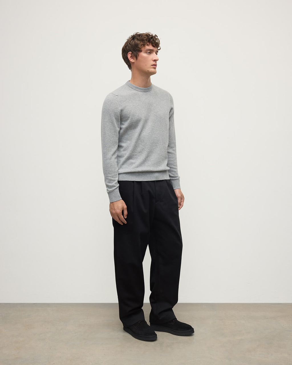 Rory Light Grey Classic Cashmere Crew Jumper