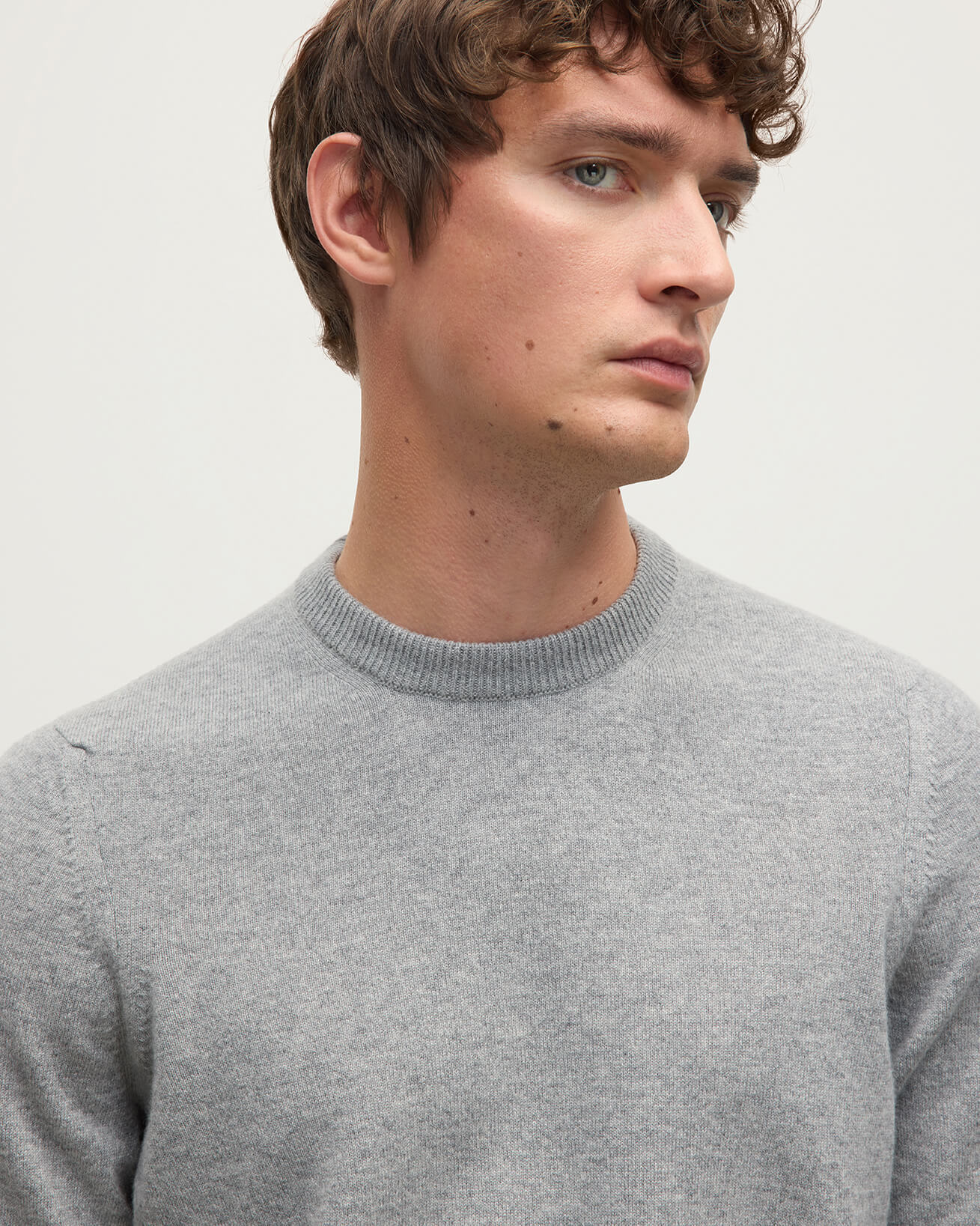 Rory Light Grey Classic Cashmere Crew Jumper