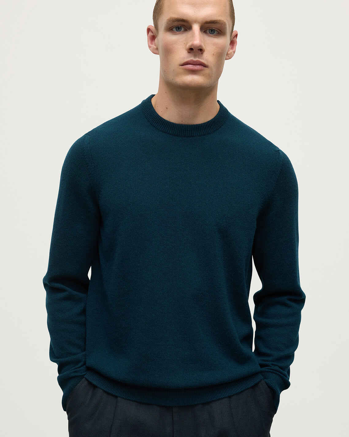 Rory Bottle Green Classic Cashmere Crew Jumper