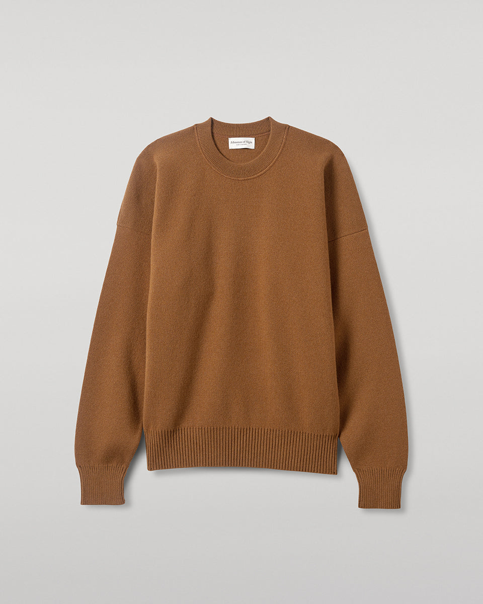 Relaxed Milano Stitch Dark Camel Jumper