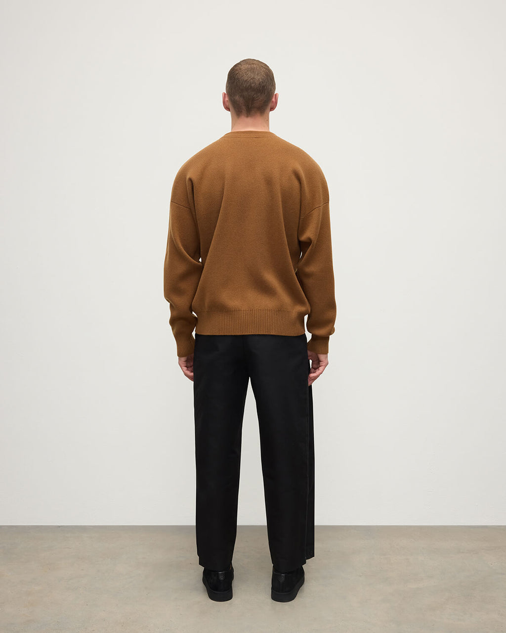Relaxed Milano Stitch Dark Camel Jumper