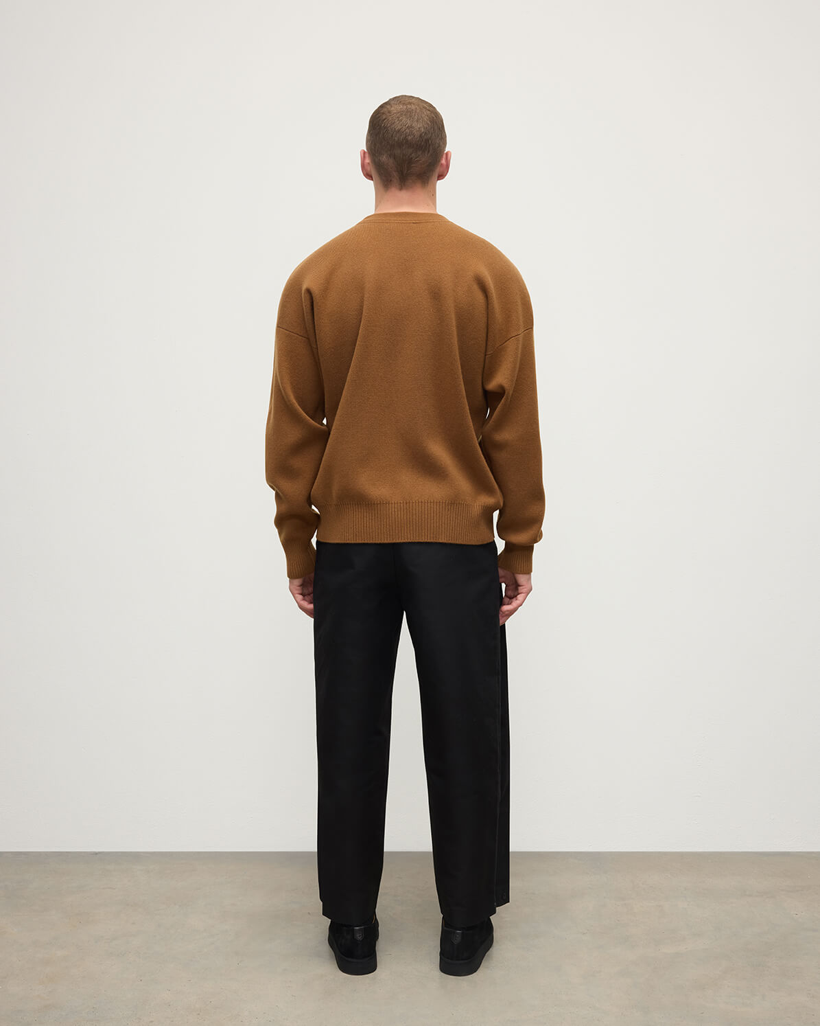 Relaxed Milano Stitch Dark Camel Jumper