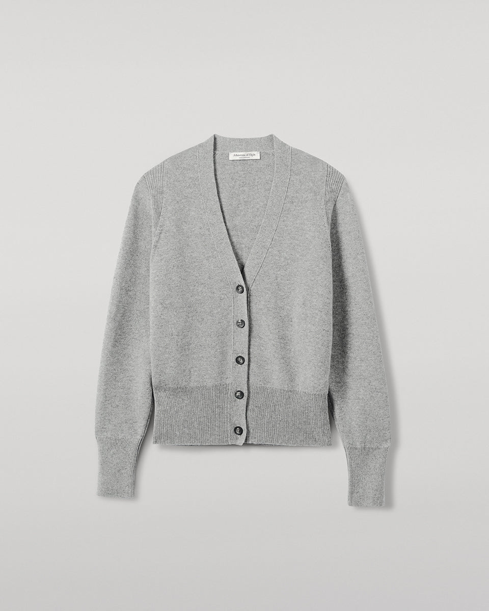 Milano Stitch Light Grey Cashmere Cardigan
