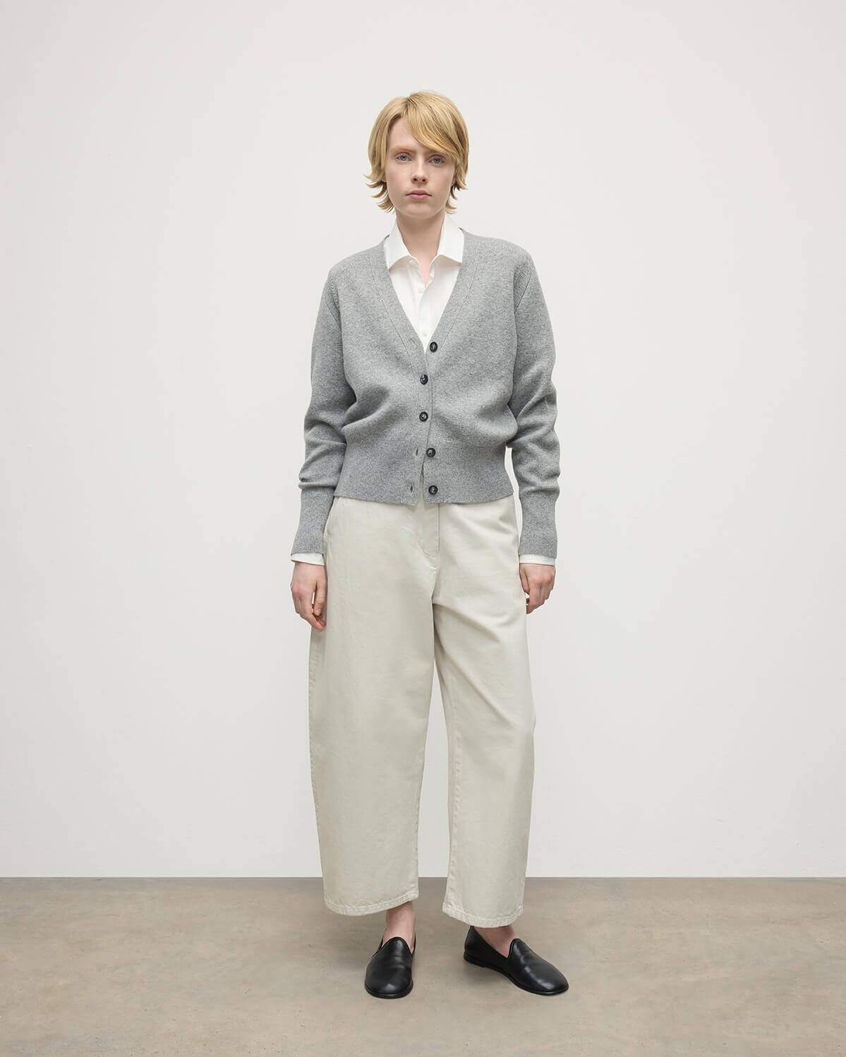 Milano Stitch Light Grey Cashmere Cardigan