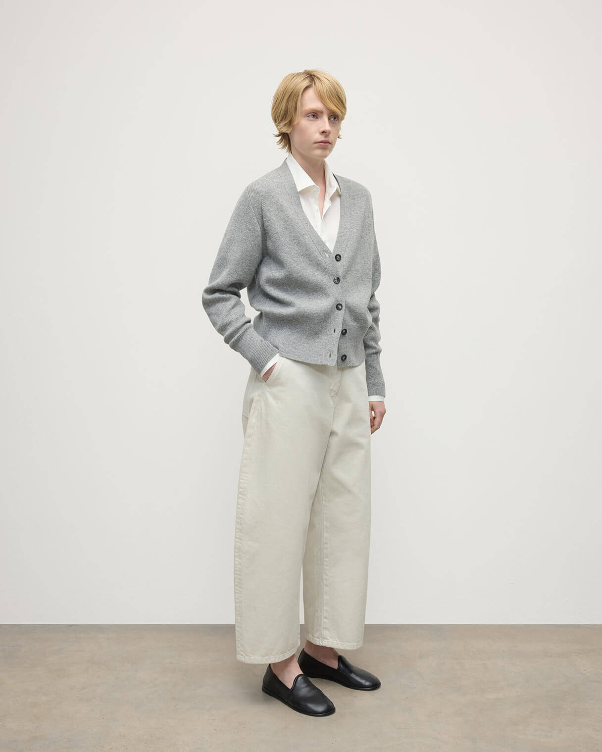 Milano Stitch Light Grey Cashmere Cardigan
