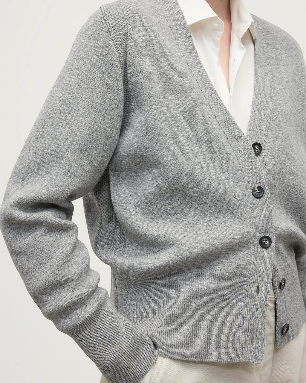 Milano Stitch Light Grey Cashmere Cardigan