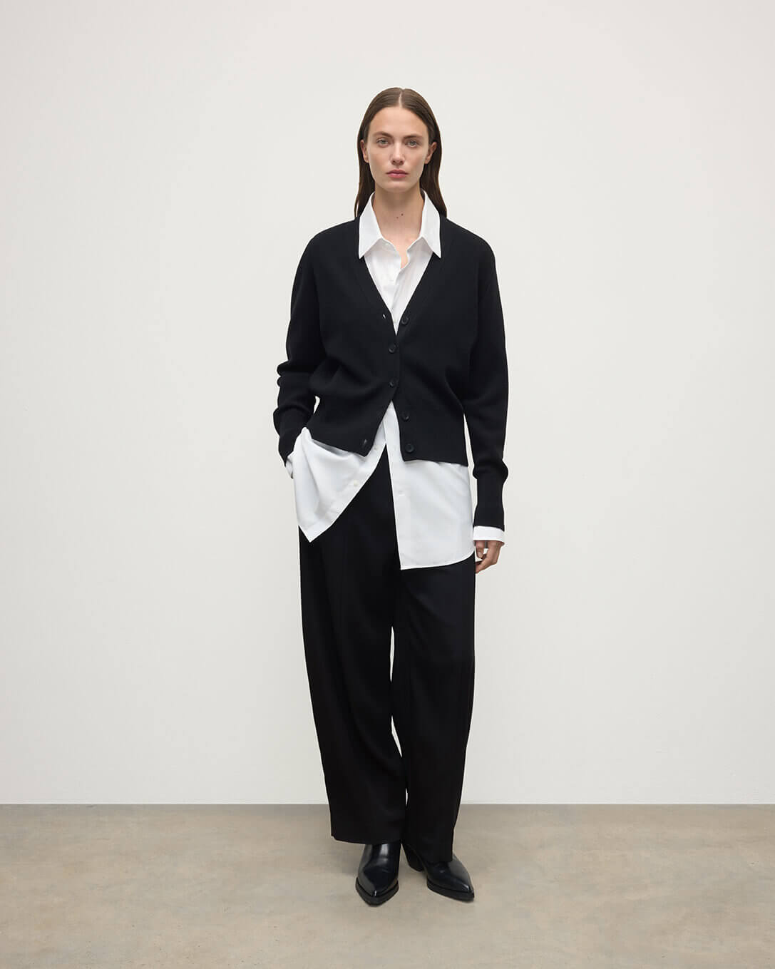 Milano Stitch Black Cashmere Cardigan