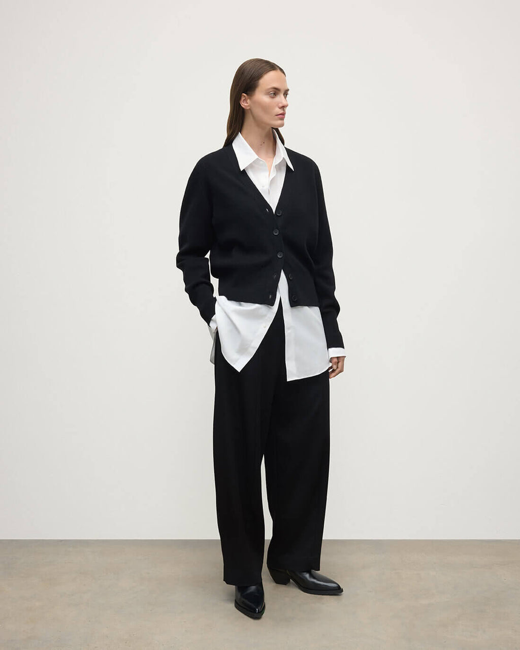 Milano Stitch Black Cashmere Cardigan