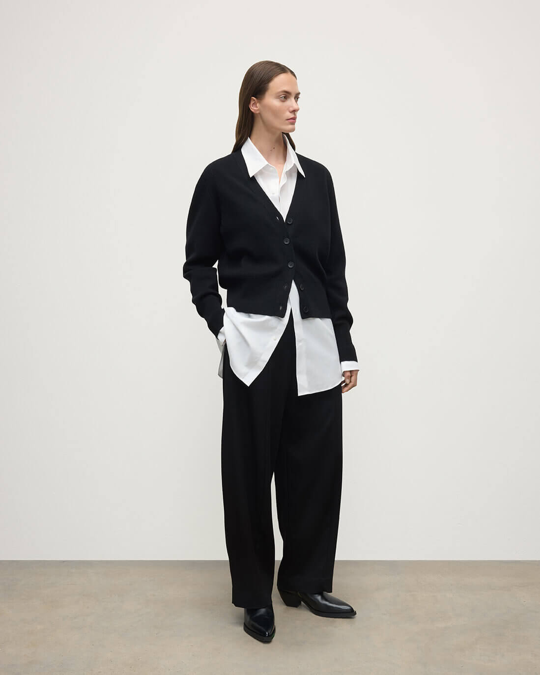 Milano Stitch Black Cashmere Cardigan