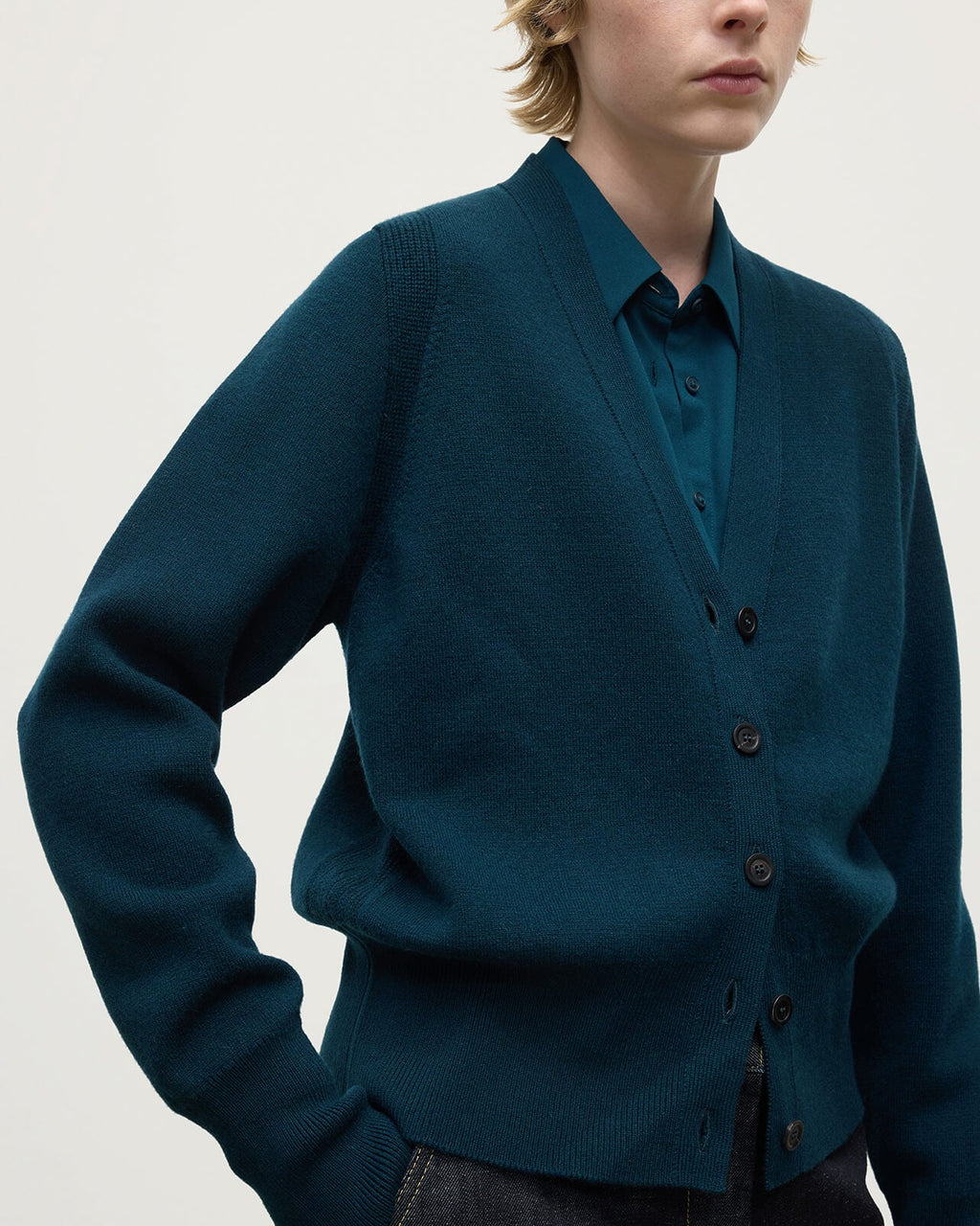 Milano Stitch Bottle Green Cashmere Cardigan