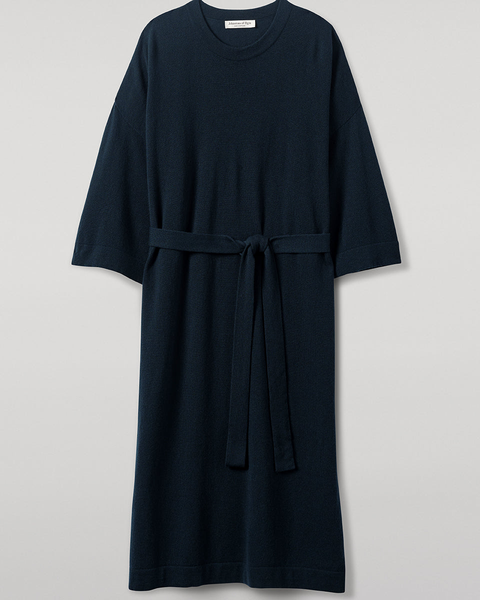 Tie-Waist Cashmere Dark Green Jumper Dress
