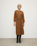 Tie-Waist Cashmere Dark Camel Jumper Dress