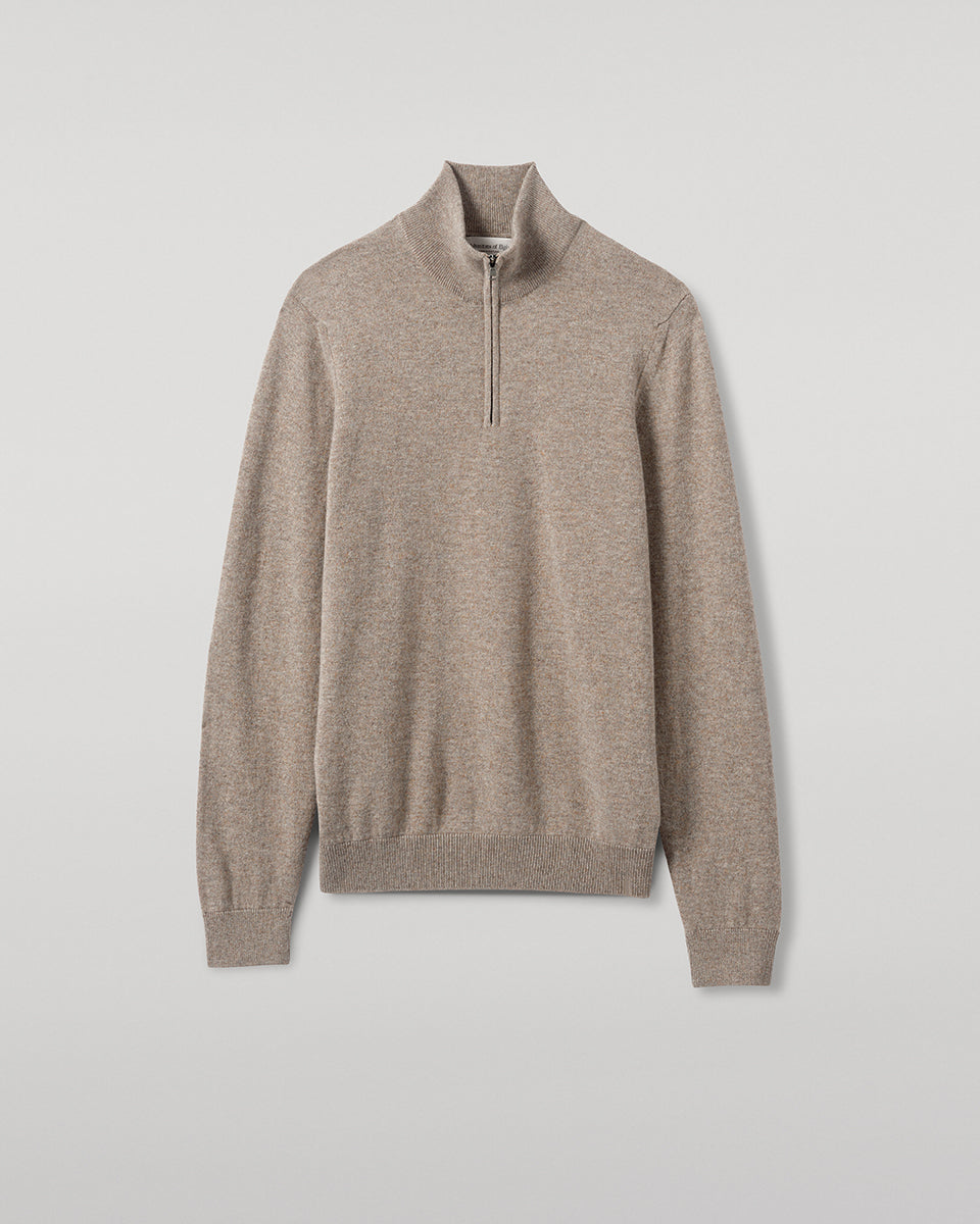 Classic Cashmere Brown Zip Neck Jumper