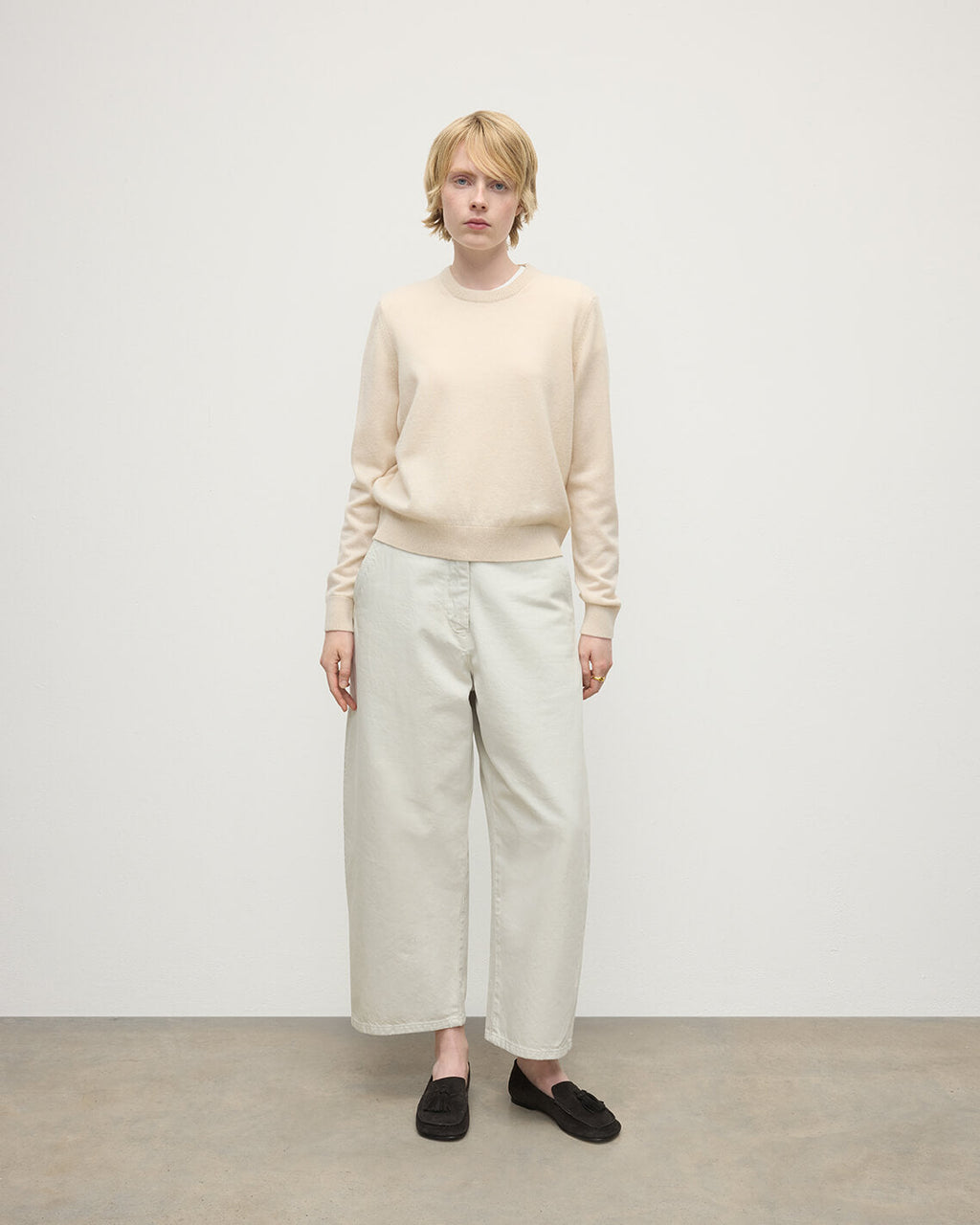 Classic Cashmere Cream Round Neck Jumper