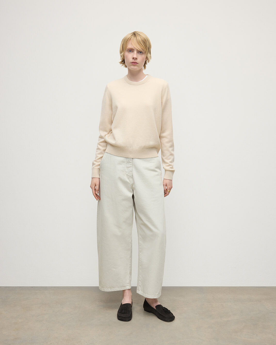 Classic Cashmere Cream Round Neck Jumper