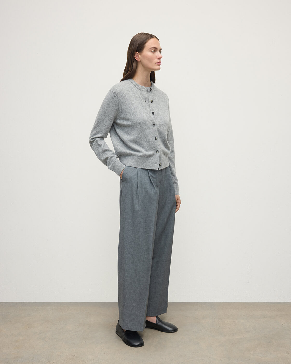 Classic Cashmere Light Grey Cardigan