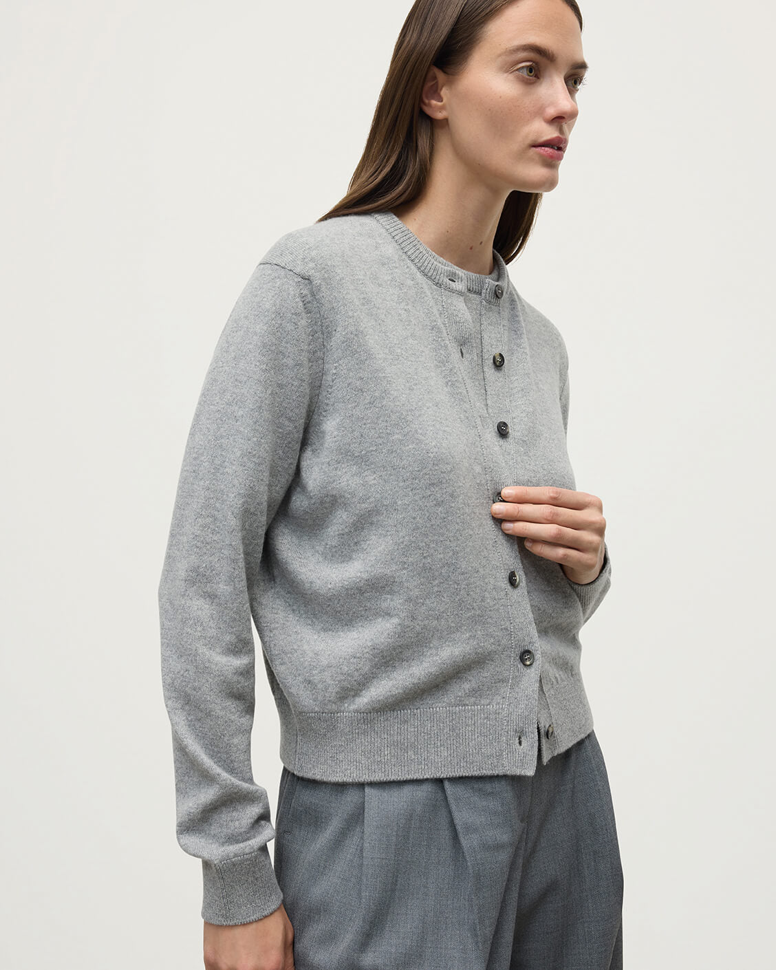 Classic Cashmere Light Grey Cardigan