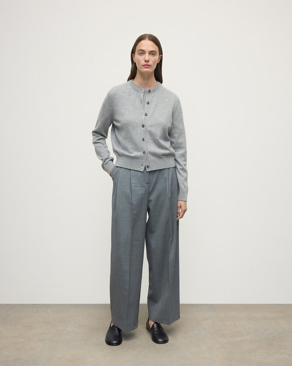 Classic Cashmere Light Grey Cardigan