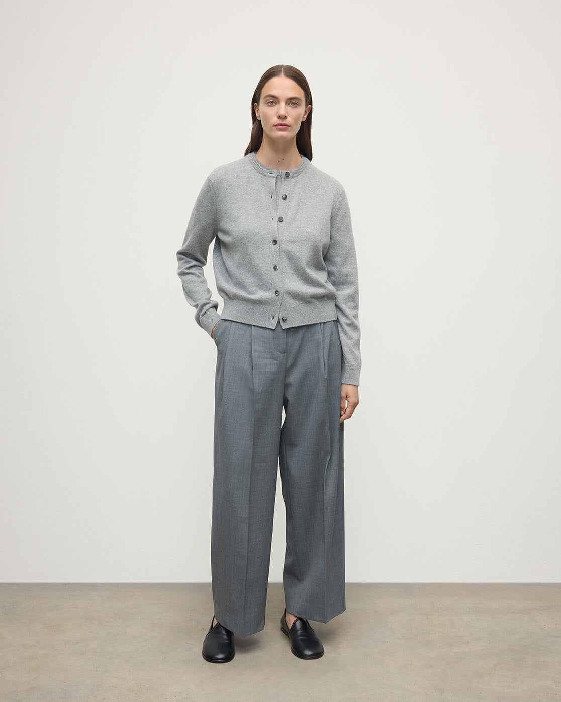 Classic Cashmere Light Grey Cardigan
