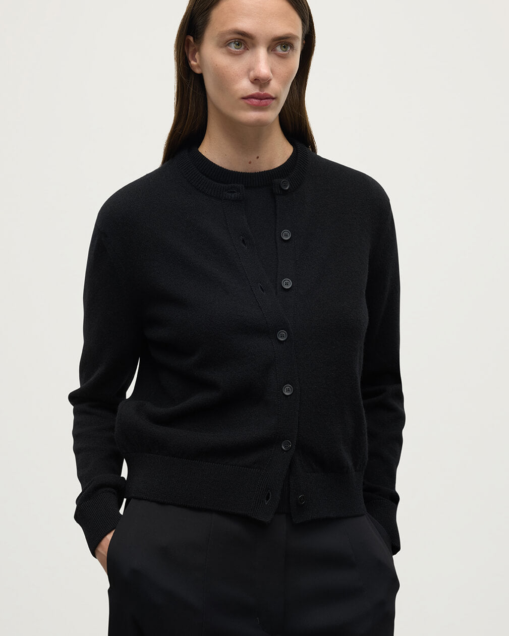 Classic Cashmere Black Cardigan