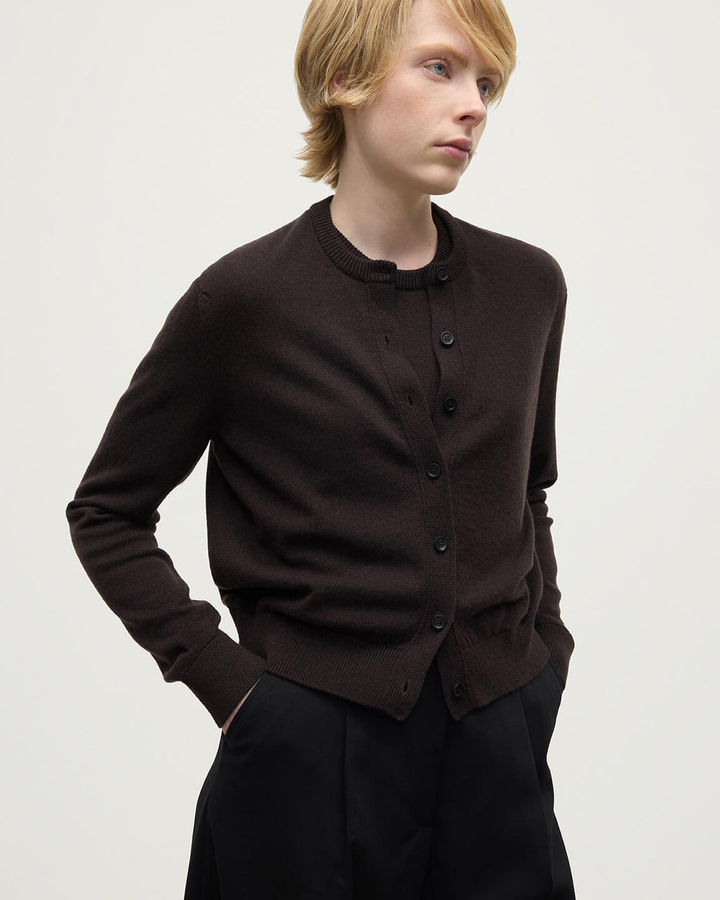 Classic Cashmere Dark Brown Cardigan