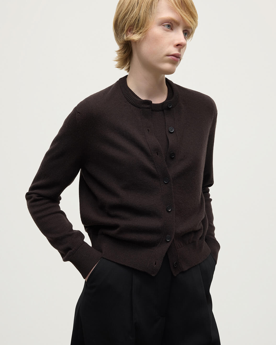 Classic Cashmere Dark Brown Cardigan