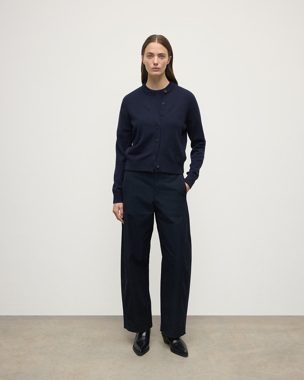 Classic Cashmere Dark Navy Cardigan