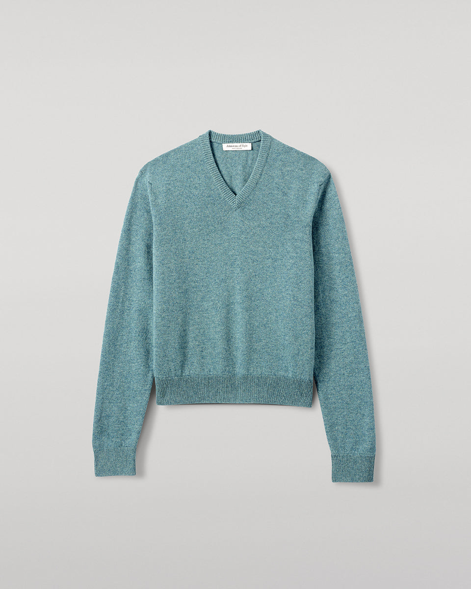 Classic Cashmere Green V Neck Jumper