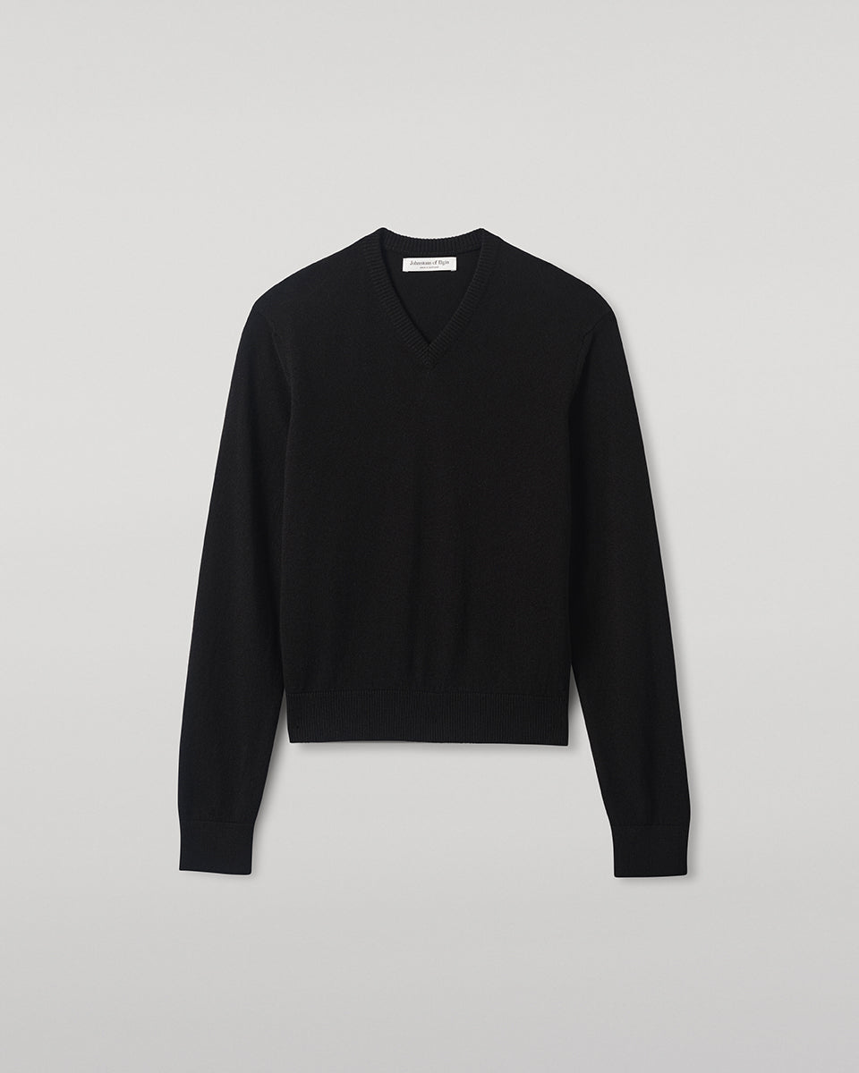 Classic Cashmere Black V Neck Jumper