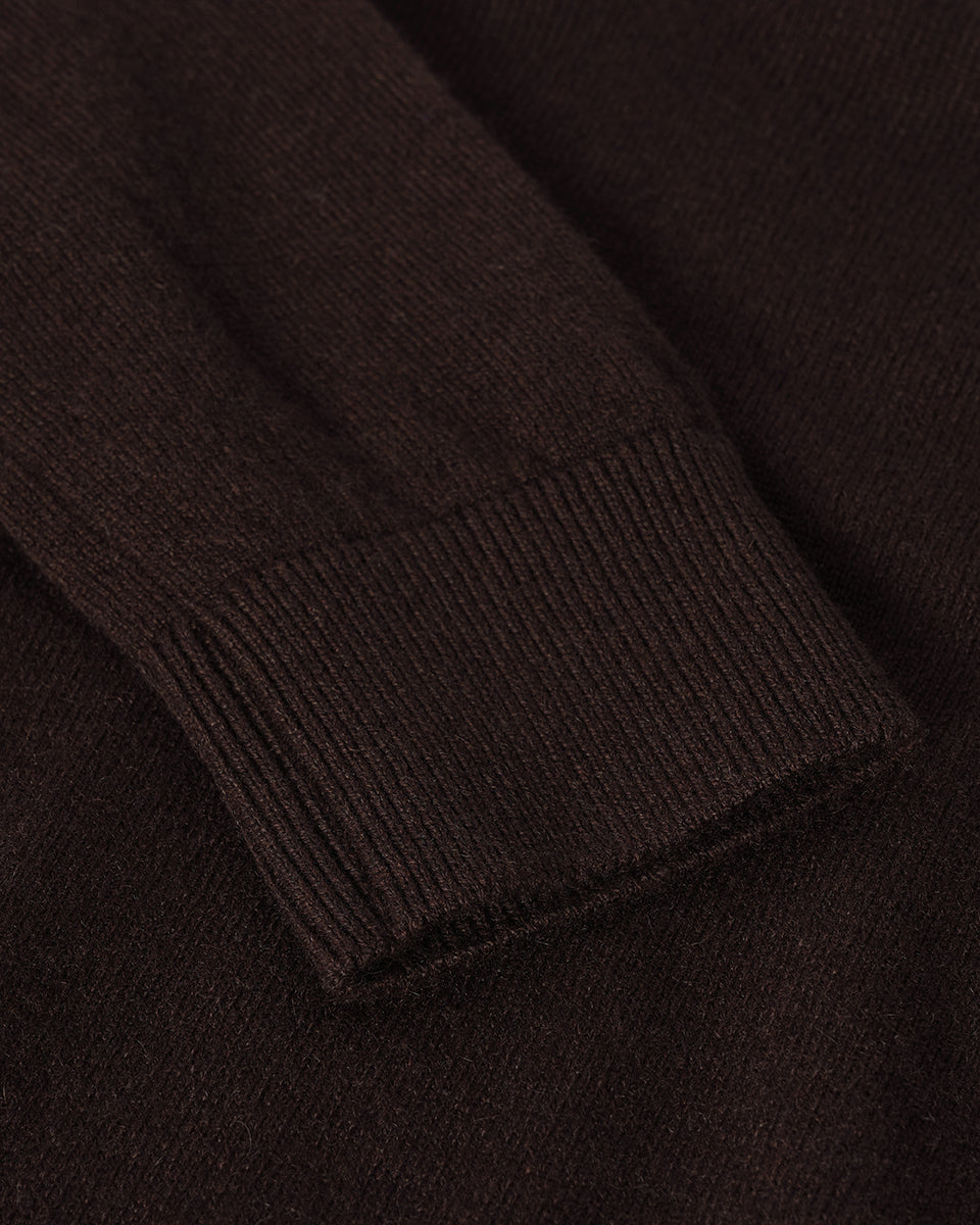 Classic Cashmere Dark Brown V Neck Jumper