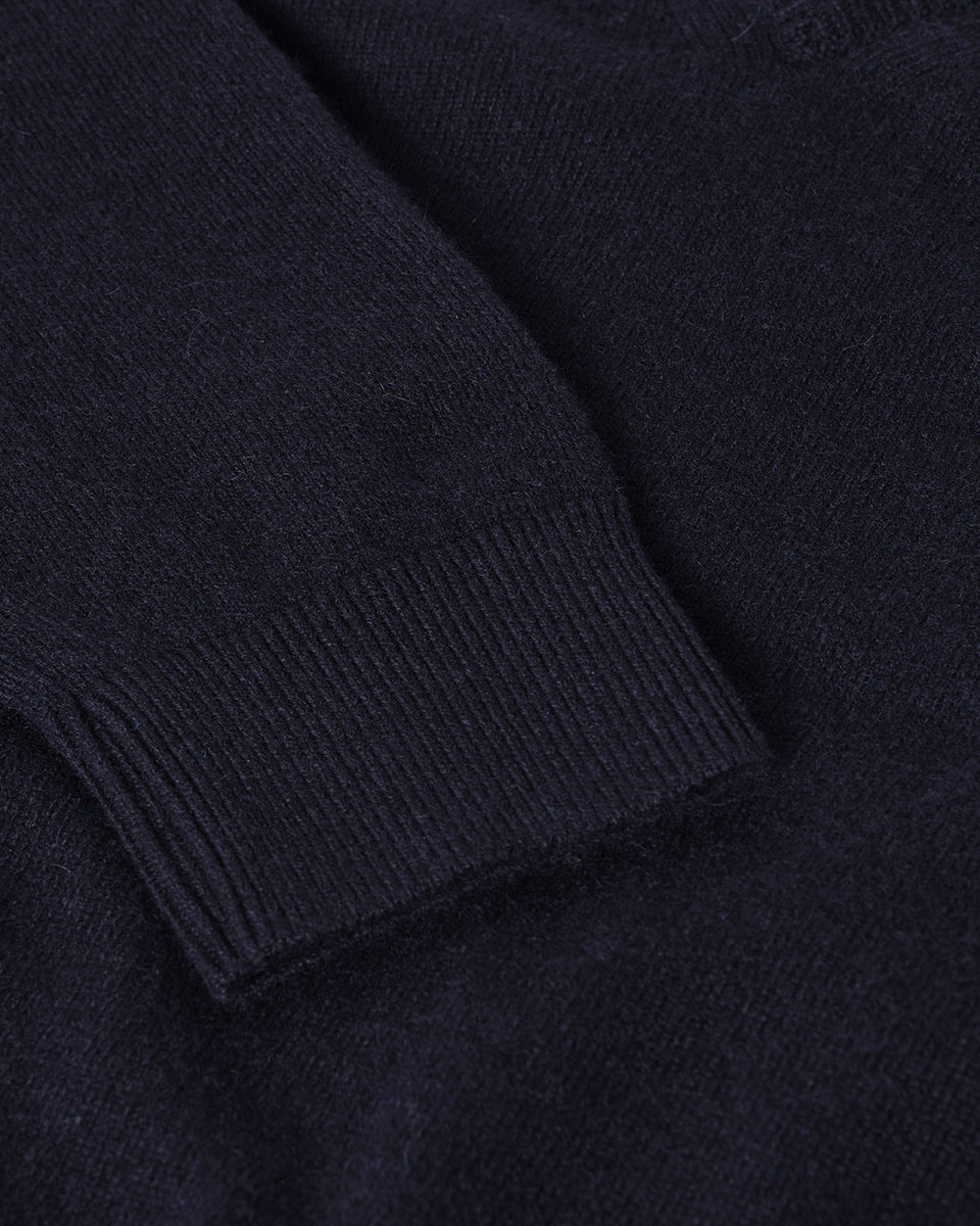 Classic Cashmere Dark Navy V Neck Jumper