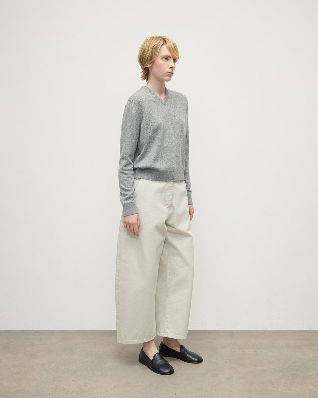 Classic Cashmere Light Grey V Neck Jumper