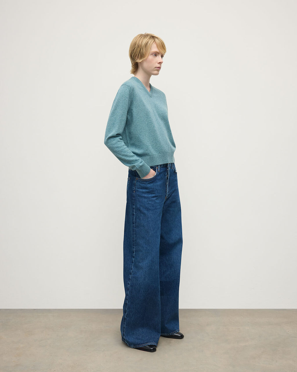 Classic Cashmere Green V Neck Jumper