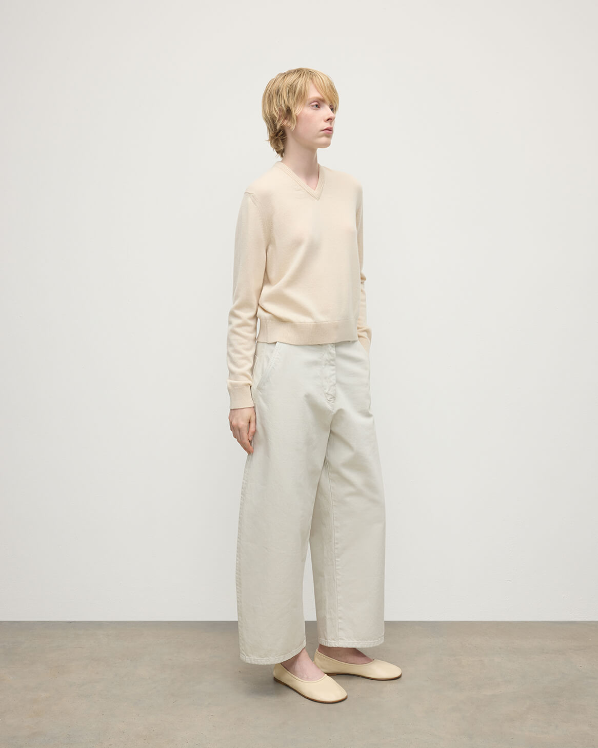 Classic Cashmere Cream V Neck Jumper