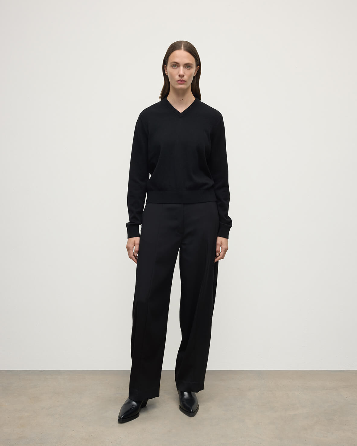 Classic Cashmere Black V Neck Jumper