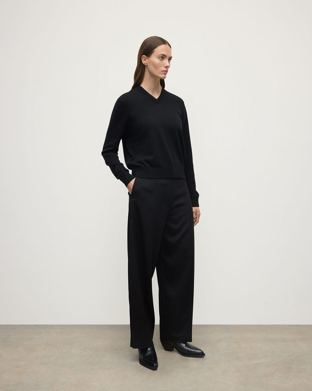 Classic Cashmere Black V Neck Jumper