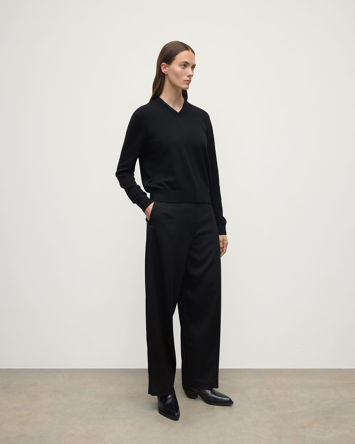 Classic Cashmere Black V Neck Jumper