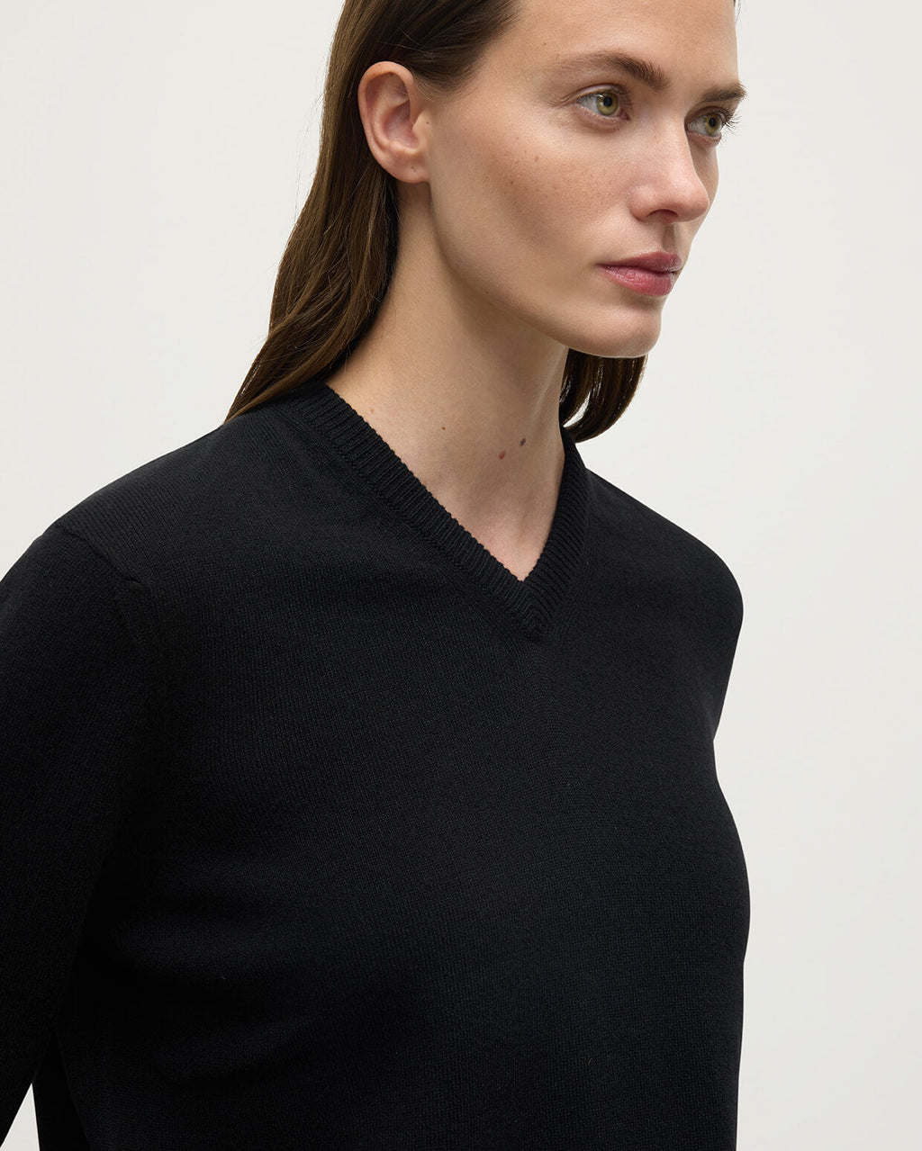 Classic Cashmere Black V Neck Jumper
